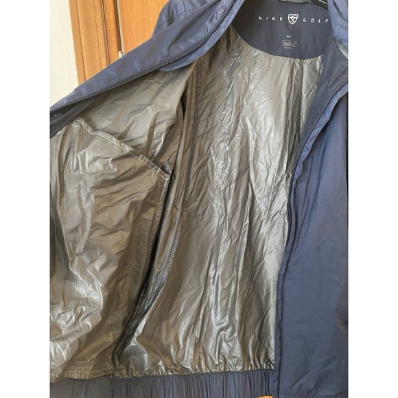 NIKE GOLF 2 In 1 Rain Wind Full Zip Removable Sleeves Men's Size Large Blue - Picture 5 of 10